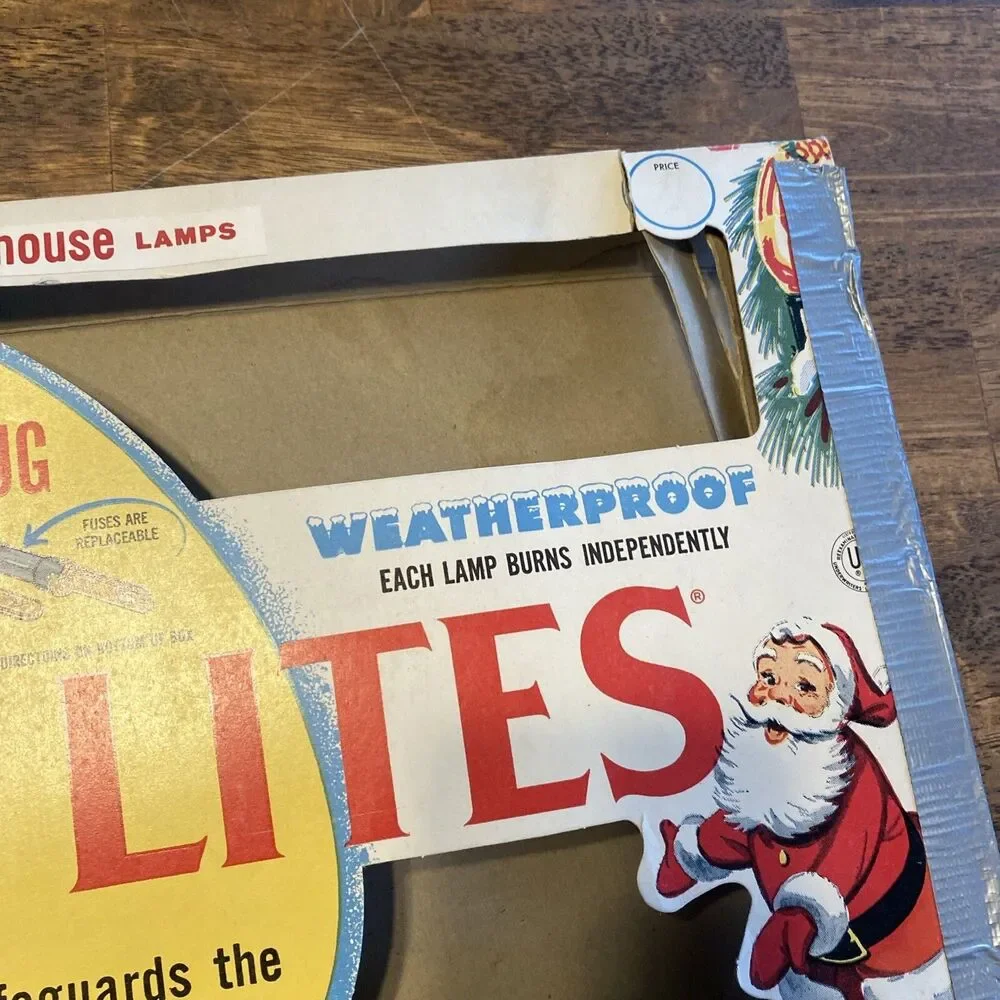 Vintage Noma Lites BOX ONLY Large 20”x11” Westinghouse Lamps Colorful Santa